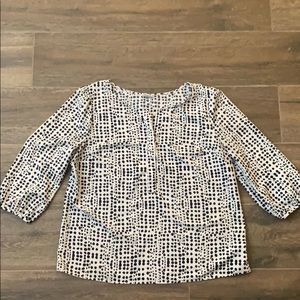 Merona white and navy blue dot blouse Top XXL